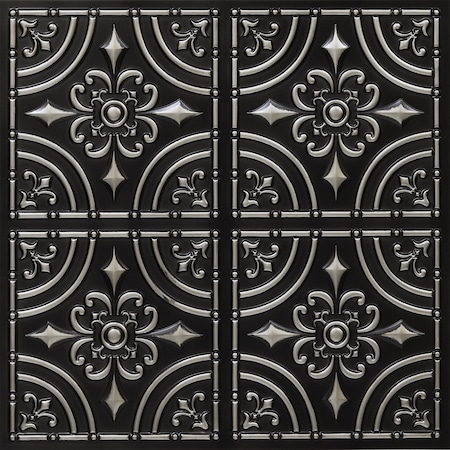 From Plain To Beautiful In Hours Wrought Iron Faux Tin/ PVC 24-in x 24-in 10-Pack Antique Silver Textured Ceiling Tile, 10PK 205as-24x24-10